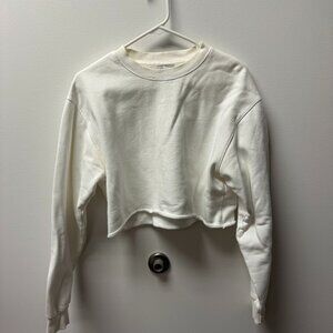 Aritiza TNA Cropped White Sweatshirt